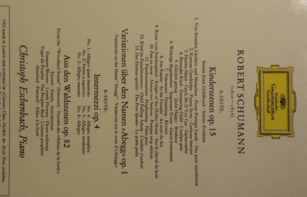 Robert Schumann - Christoph Eschenbach : Kinderszenen - Abegg Variationen - Intermezzi - Waldszenen (LP, Album)