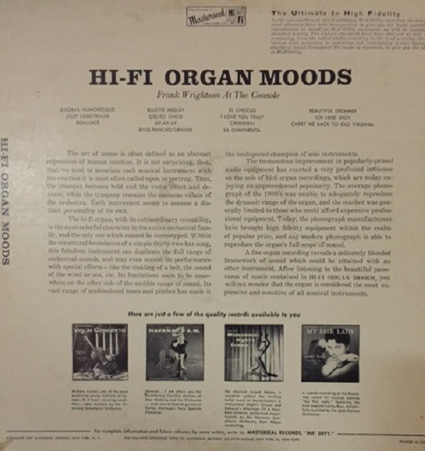 Frank Wrightson : Hi Fi Organ Moods (LP, Album, Mono)