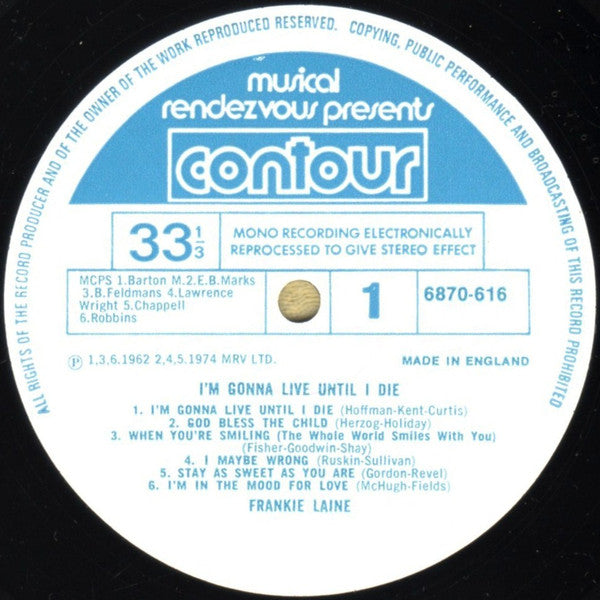 Frankie Laine : I'm Gonna Live 'Til I Die (LP, Comp)