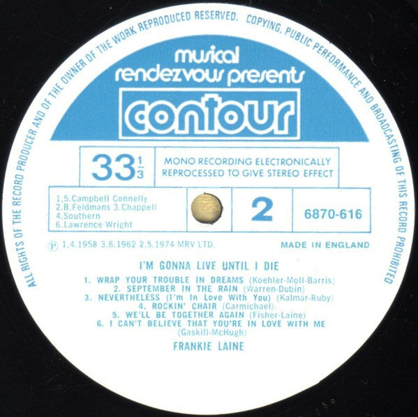 Frankie Laine : I'm Gonna Live 'Til I Die (LP, Comp)