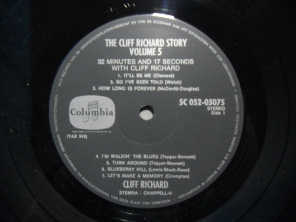 Cliff Richard With The Shadows* And Norrie Paramor And His Orchestra : The Cliff Richard Story Vol. 5 - 32 Minutes And 17 Seconds With Cliff Richard (LP)