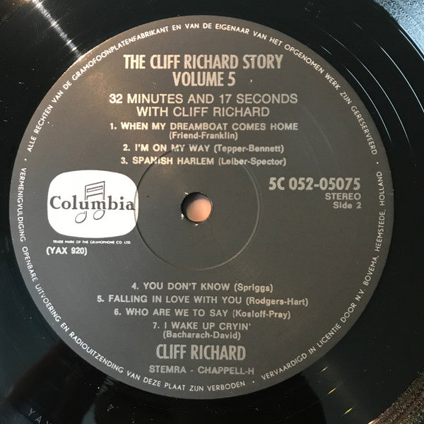 Cliff Richard With The Shadows* And Norrie Paramor And His Orchestra : The Cliff Richard Story Vol. 5 - 32 Minutes And 17 Seconds With Cliff Richard (LP)
