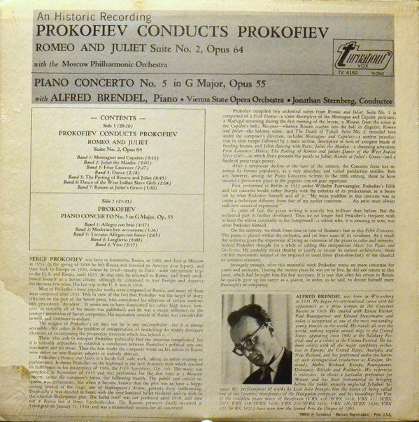 Sergei Prokofiev : Prokofiev Conducts Prokofiev; Romeo & Juliet / Piano Concerto No. 5 (LP, Mono)