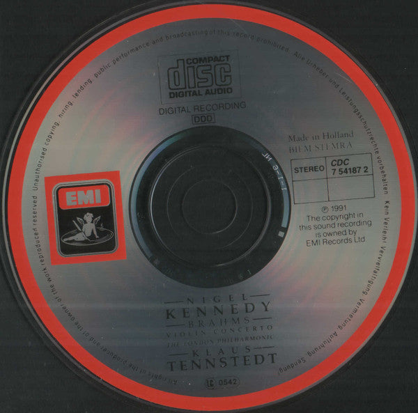 Nigel Kennedy · Johannes Brahms · London Philharmonic Orchestra · Klaus Tennstedt : Violin Concerto (CD, Album, Red)