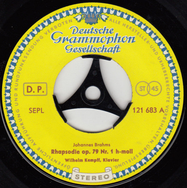 Johannes Brahms, Wilhelm Kempff : Rhapsodien Op. 79 (7")