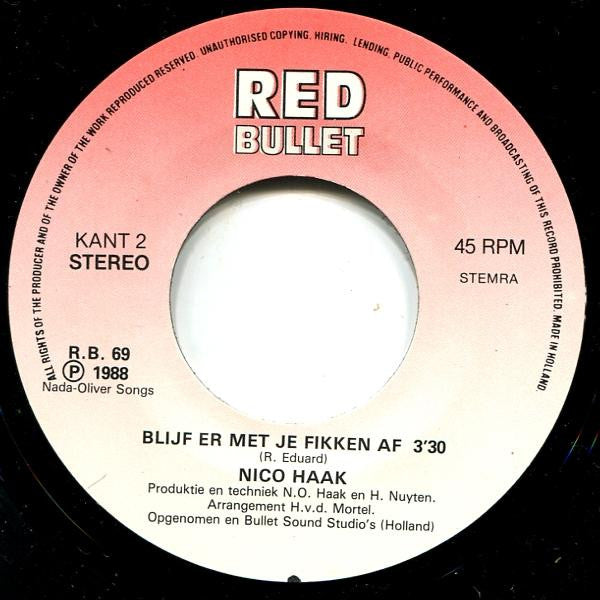 Nico Haak : Ha Die Douane (7", Single)