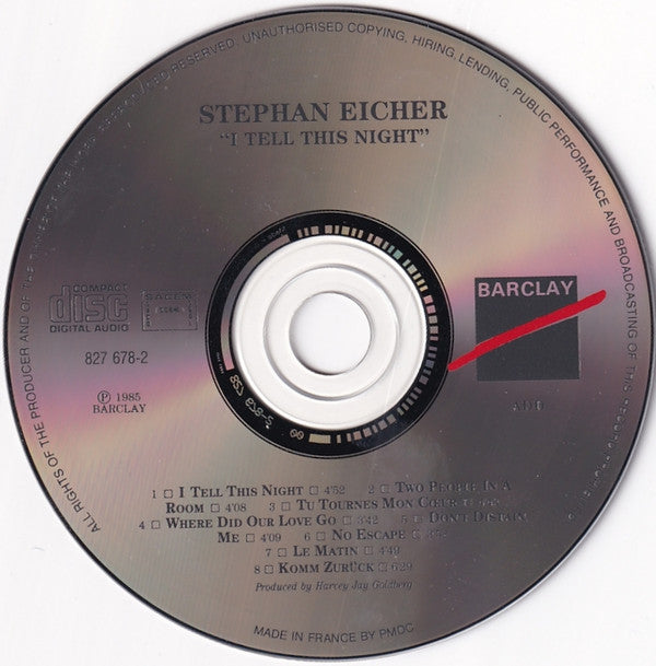 Stephan Eicher : I Tell This Night (CD, Album, RE, RM, Dig)