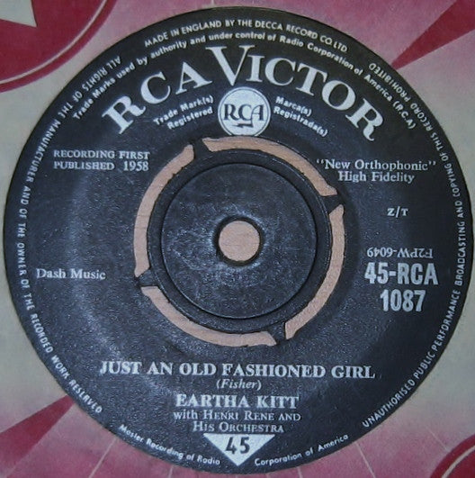 Eartha Kitt with Henri René And His Orchestra : Just An Old Fashioned Girl (7", Single, RE, RP)