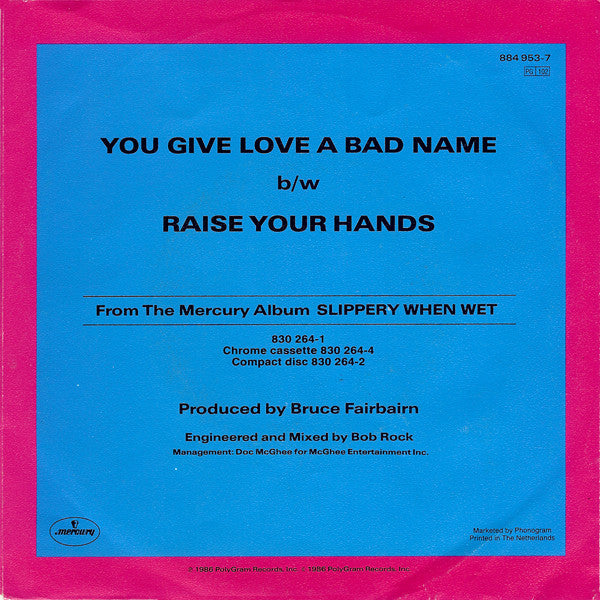 Bon Jovi : You Give Love A Bad Name (7", Single)