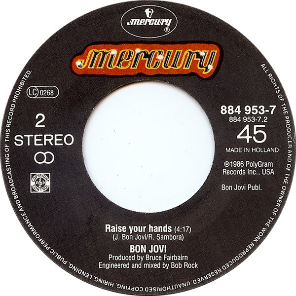 Bon Jovi : You Give Love A Bad Name (7", Single)