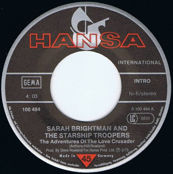 Sarah Brightman And The Starship Troopers : The Adventures Of The Love Crusader (7", Single)