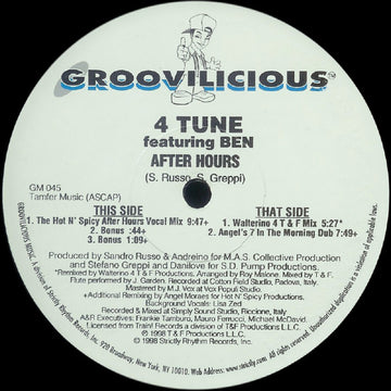 4Tune Featuring Ben (3) : Afterhours (12")