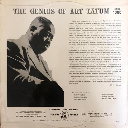 Art Tatum : The Genius Of Art Tatum (LP, Mono)