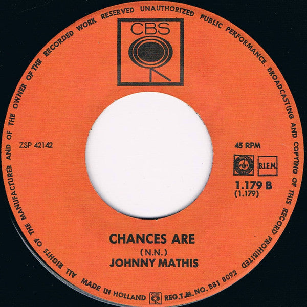 Johnny Mathis : It's Not For Me To Say / Chances Are (7", Single)