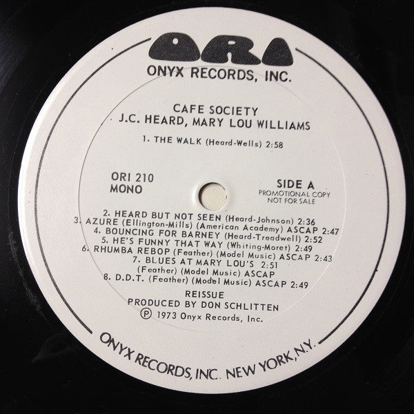 J.C. Heard / Mary Lou Williams / Edmond Hall / Maxine Sullivan : Cafe Society (LP, Comp, Mono, Promo)