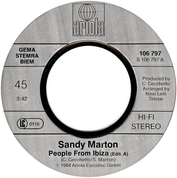 Sandy Marton : People From Ibiza (7", Single)
