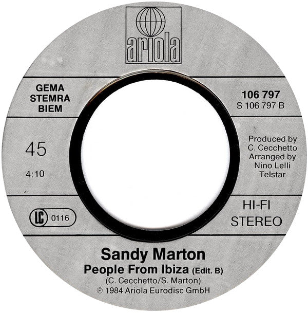 Sandy Marton : People From Ibiza (7", Single)