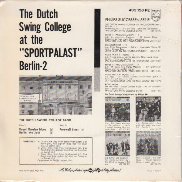 The Dutch Swing College Band : The Dutch Swing College At The "Sportpalast", Berlin - 2 (7", EP)