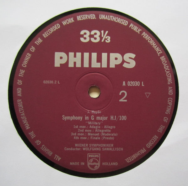Joseph Haydn - Wolfgang Sawallisch, Wiener Symphoniker : Symphony No. 94 Surprise, 100 Military (LP, Album, Mono)