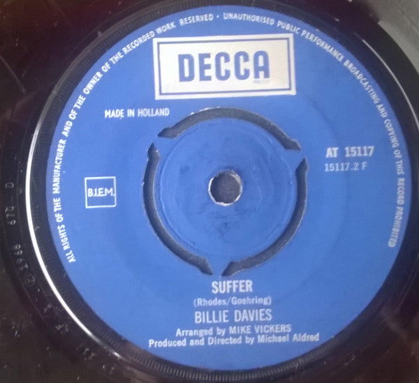 Billie Davies* : I Want You To Be My Baby (7", Single)