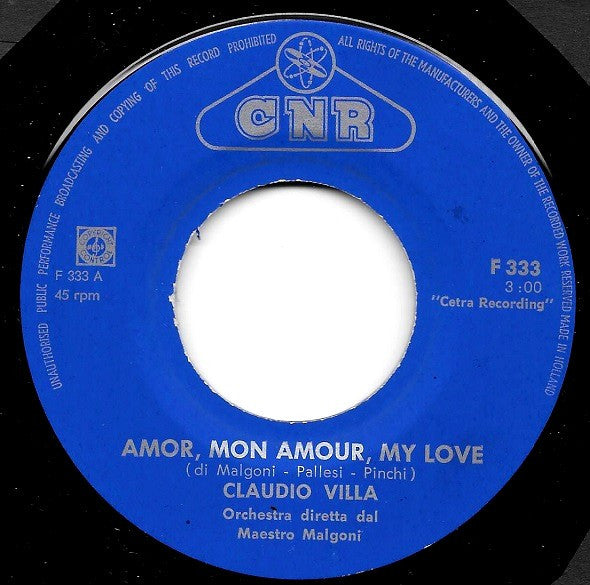 Claudio Villa : Amor, Mon Amour, My Love (7", Single)