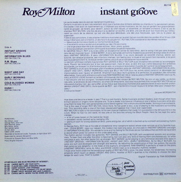 Roy Milton : Instant Groove (LP, Album)