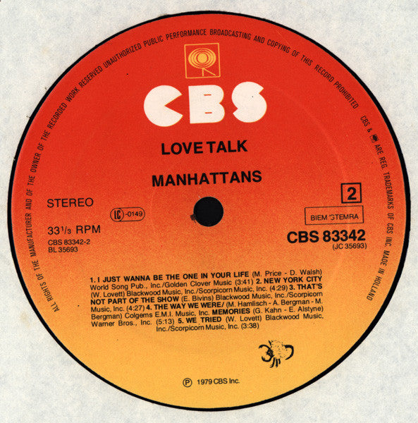 Manhattans : Love Talk (LP, Album)