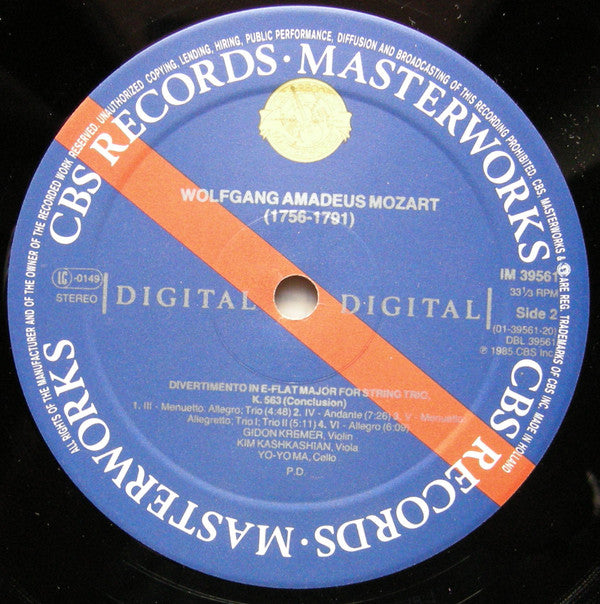 Wolfgang Amadeus Mozart - Gidon Kremer, Kim Kashkashian, Yo-Yo Ma : Divertimento, K. 563 (LP, Album)