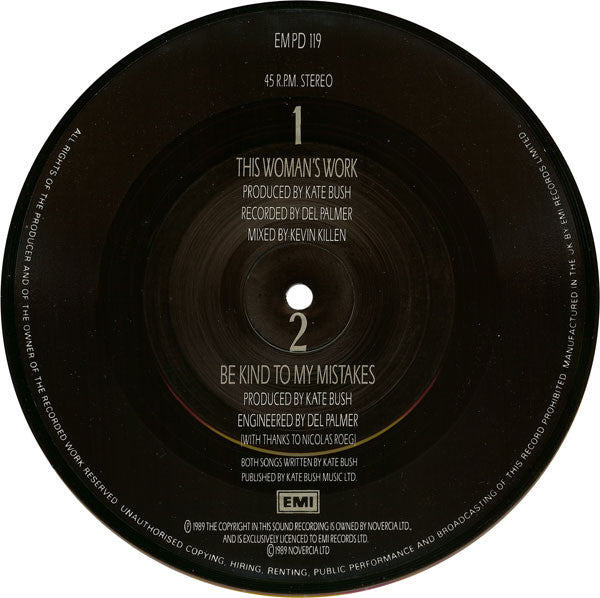 Kate Bush : This Woman's Work (7", Single, Ltd, Pic)
