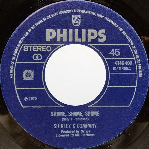 Shirley & Company : Shame, Shame, Shame (7", Single)
