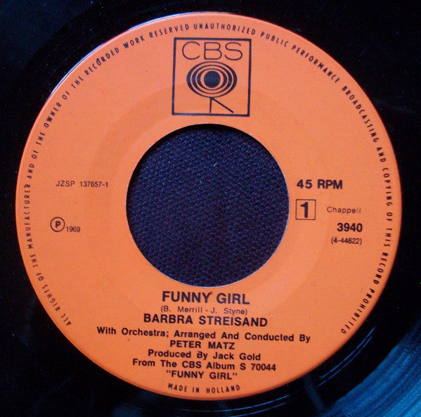 Barbra Streisand : Funny Girl / My Man (7", Single)