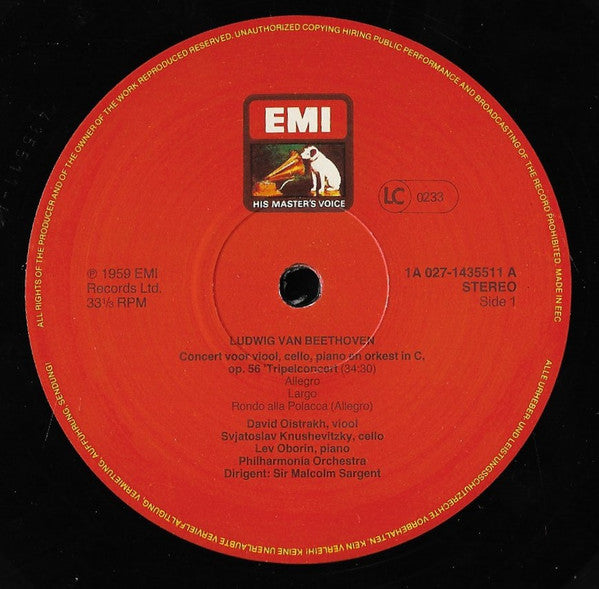 Various : Beethoven Tripelconcert . Vioolromances Nrs. 1 & 2 (LP, Comp)