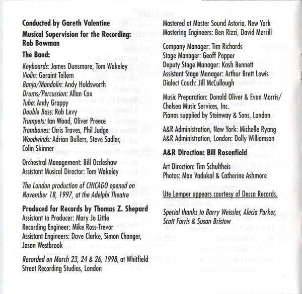 Various : Chicago The Musical (The London Cast Recording) (CD, Album)