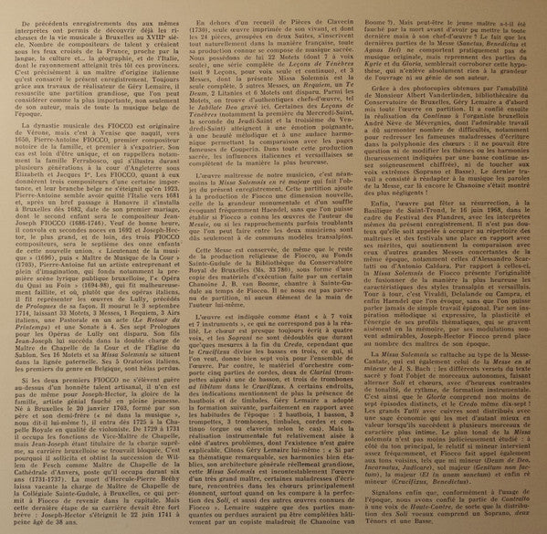 Joseph Hector Fiocco - Les Solistes De Liège, Maurice André, Géry Lemaire : Missa Solemnis (2xLP)