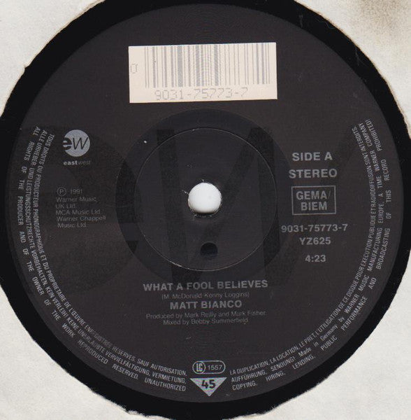 Matt Bianco : What A Fool Believes (7")