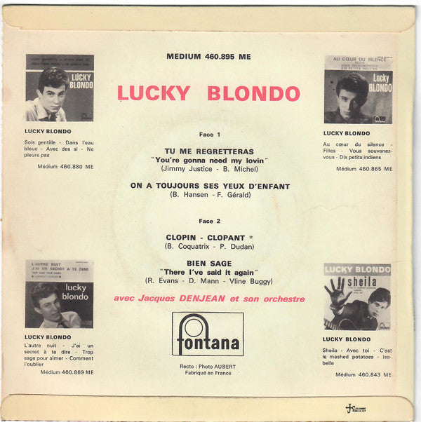 Lucky Blondo : Tu Me Regretteras (7", EP)