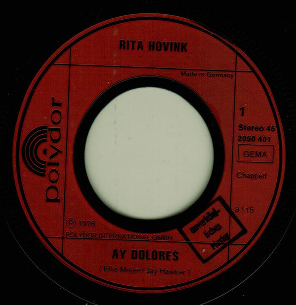Rita Hovink : Ay Dolores (7", Single)
