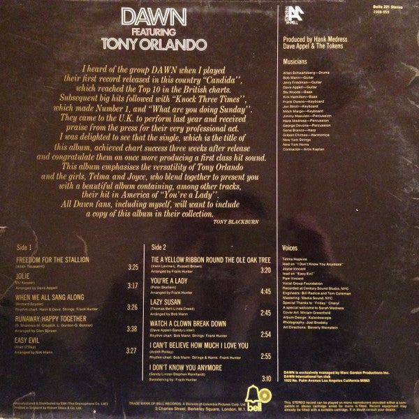 Dawn (5) : Tie A Yellow Ribbon (LP, Album)