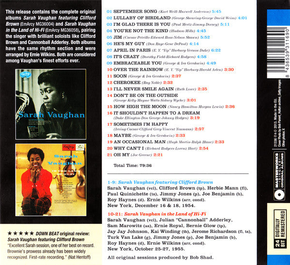 Sarah Vaughan Featuring Clifford Brown : Sarah Vaughan Featuring Clifford Brown (CD, Comp, RM, Dig)