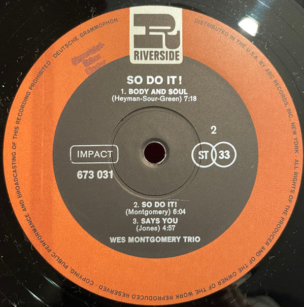 The Wes Montgomery Trio Featuring James Clay : So Do It (LP, Album, RE)