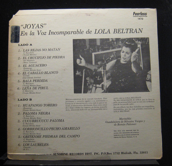 Lola Beltrán : Joyas En La Vox Incomparable De Lola Beltrán (LP, Album)