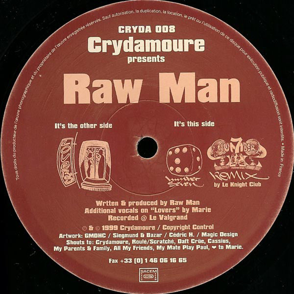 Raw Man : Lovers / Number Seven / Number 7 (Remix) (12")