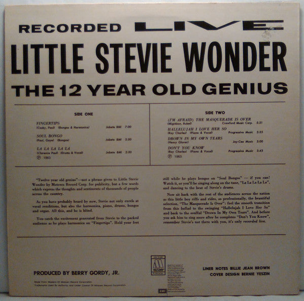 Stevie Wonder : Recorded Live The 12 Year Old Genius (LP, Album, RE)