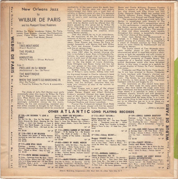 Wilbur De Paris And His Rampart Street Ramblers : New Orleans Jazz (10", Album)