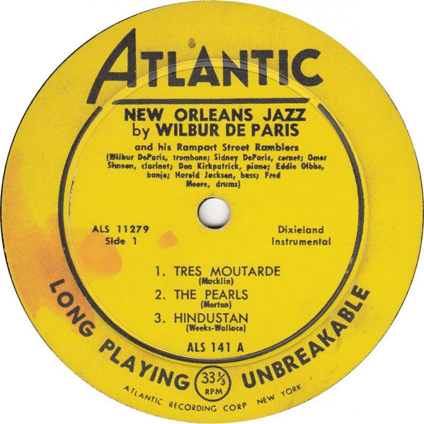 Wilbur De Paris And His Rampart Street Ramblers : New Orleans Jazz (10", Album)