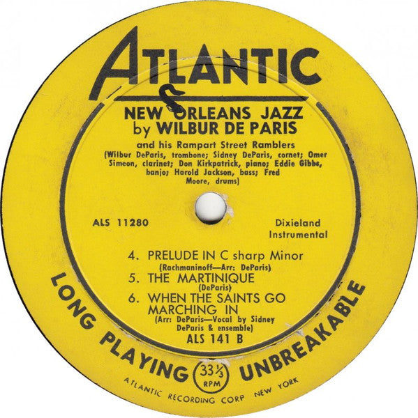 Wilbur De Paris And His Rampart Street Ramblers : New Orleans Jazz (10", Album)