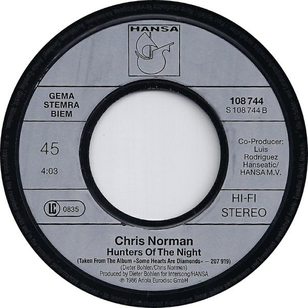 Chris Norman : No Arms Can Ever Hold You / Hunters Of The Night (7", Single)