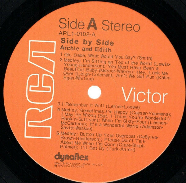 Archie & Edith : Side By Side (LP, Album, Gat)