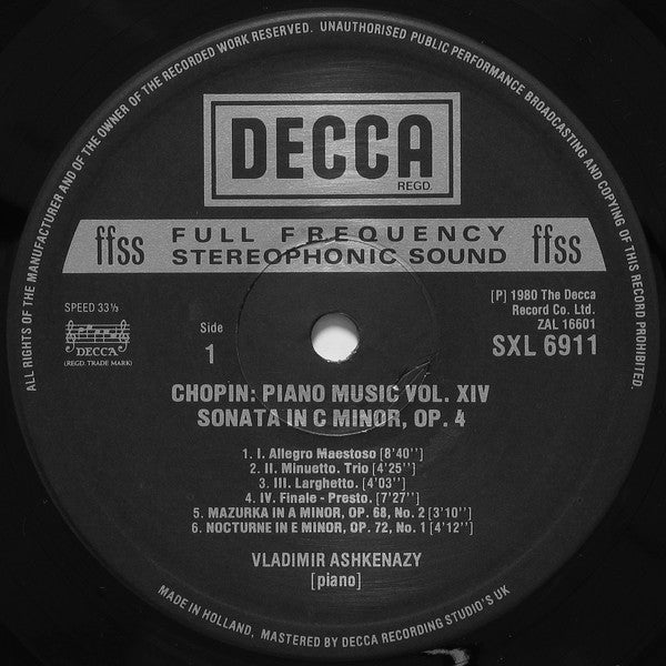 Frédéric Chopin, Vladimir Ashkenazy : The Piano Music Of Chopin Volume 14 (LP)