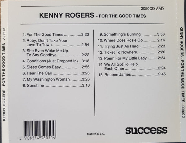 Kenny Rogers : For The Good Times - Greatest Hits (CD, Comp)